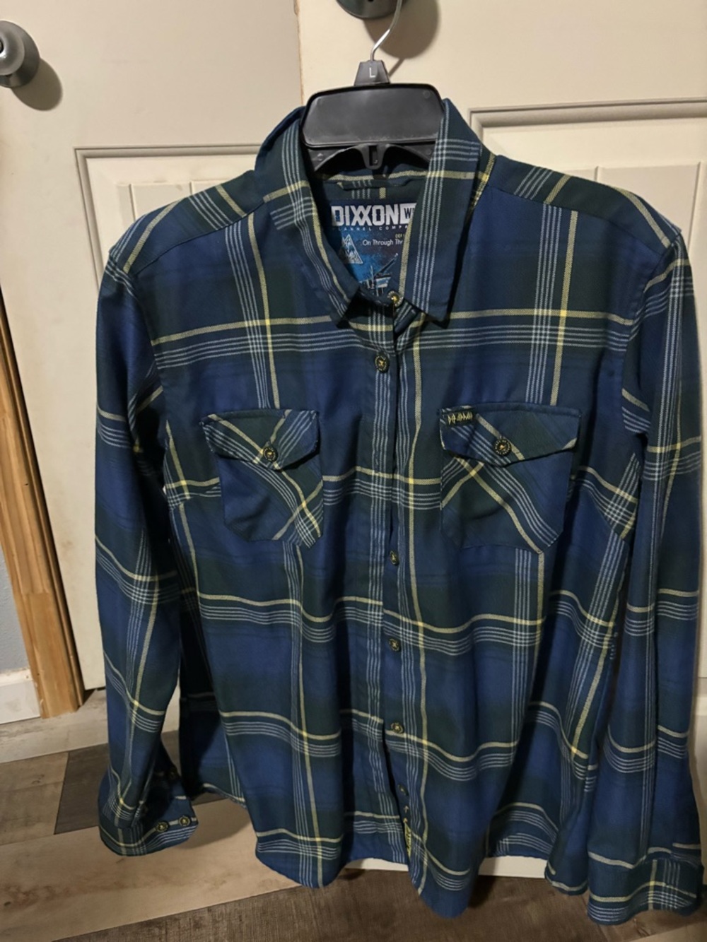 DIXXON Blue and Green Plaid Button-Up Shirt
